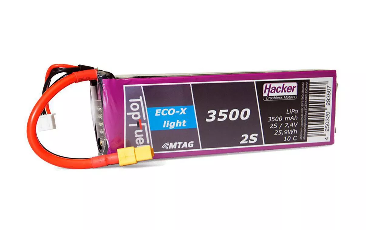 Batteria Hacker RC LiPo 3500 mAh 7,4 V 10C TopFuel ECO-X-Light MTAG