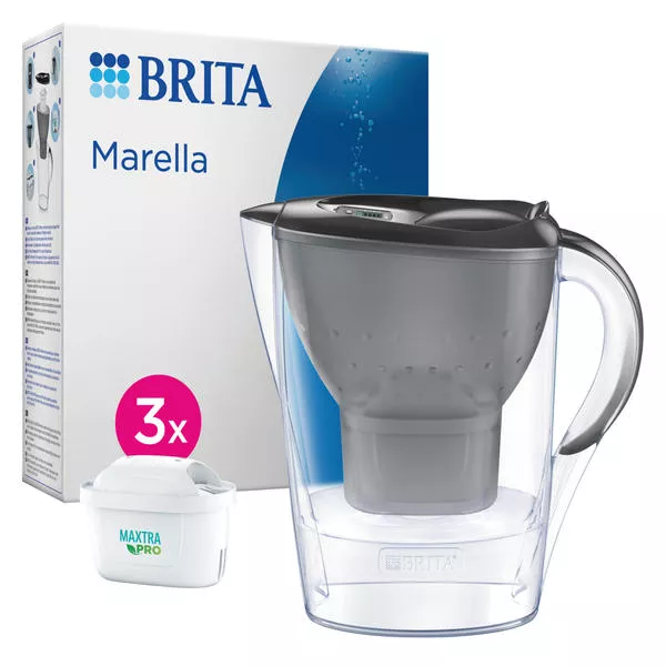 Caraffa filtrante Marella graphite 2,4 l incl. 3x cartucce MAXTRA
