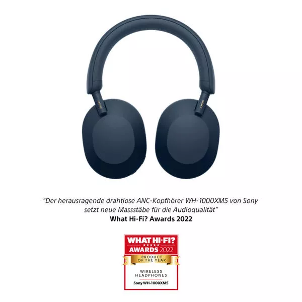 kabelloser On-Ear ⋅ WH-1000XM5 High-Resolution Over-Ear Bluetooth Noise Kopfhörer, - Kabel Mitternachtsblau oder Cancelling