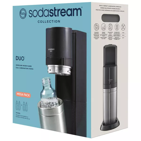 Machine à gazéifier Sodastream Duo noire Pack 4 bouteilles au meilleur prix