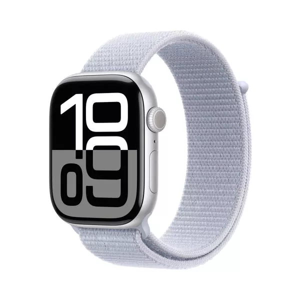 Watch Series 10 GPS, 46mm, Silver Aluminium / Blue Cloud Sport Loop