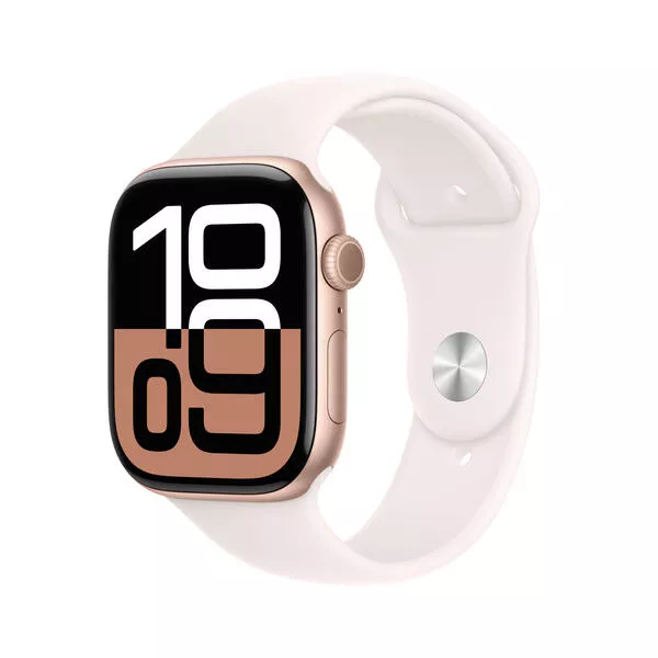 Watch Series 10 GPS, 46mm, Rose Gold Aluminium / Light Blush Sport Band  S/M 