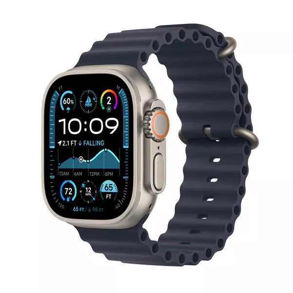 Watch Ultra 2 GPS + Cellular, 49mm, Natural Titanium / Navy Ocean Band