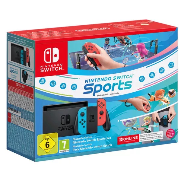 Console Switch™ néon bleu/néon rouge – Ensemble Switch Sports + Abonnement individuel de 12 mois à Nintendo Switch Online 