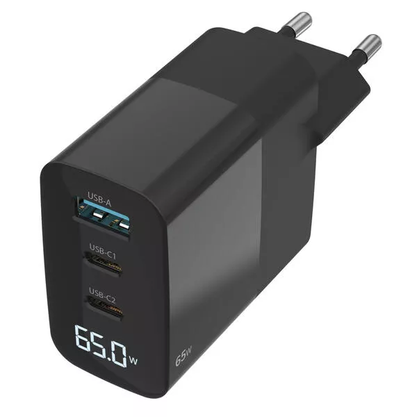 65W GaN Wall Charger LED-Display