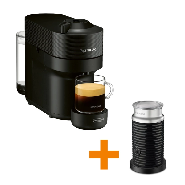 Nespresso Vertuo Pop Schwarz mit Gratis Nespresso Aeroccino