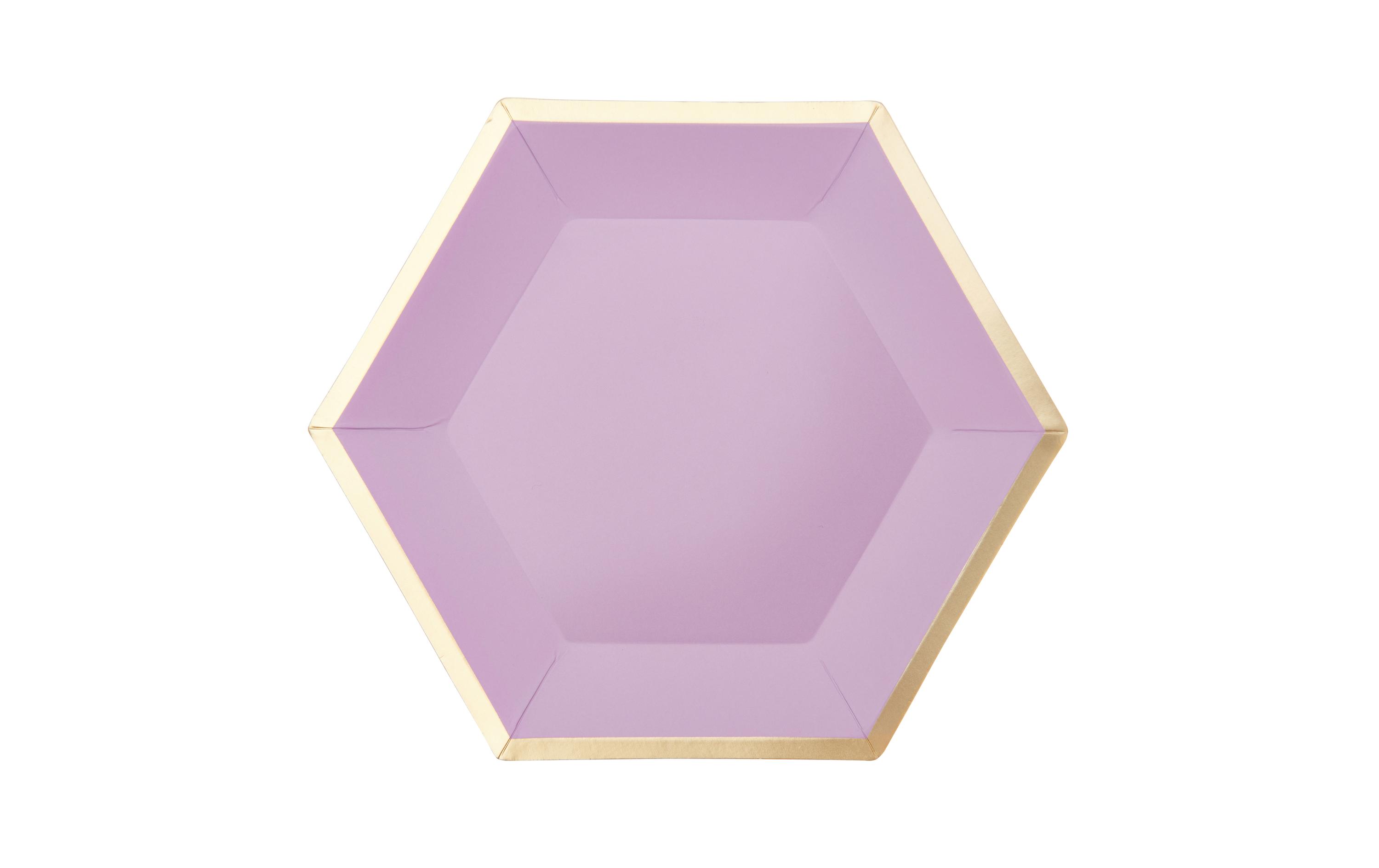 Assiettes jetables Hexagone 16 cm, 10 Pièce/s, Lilas/Doré - Vaisselle  jetable