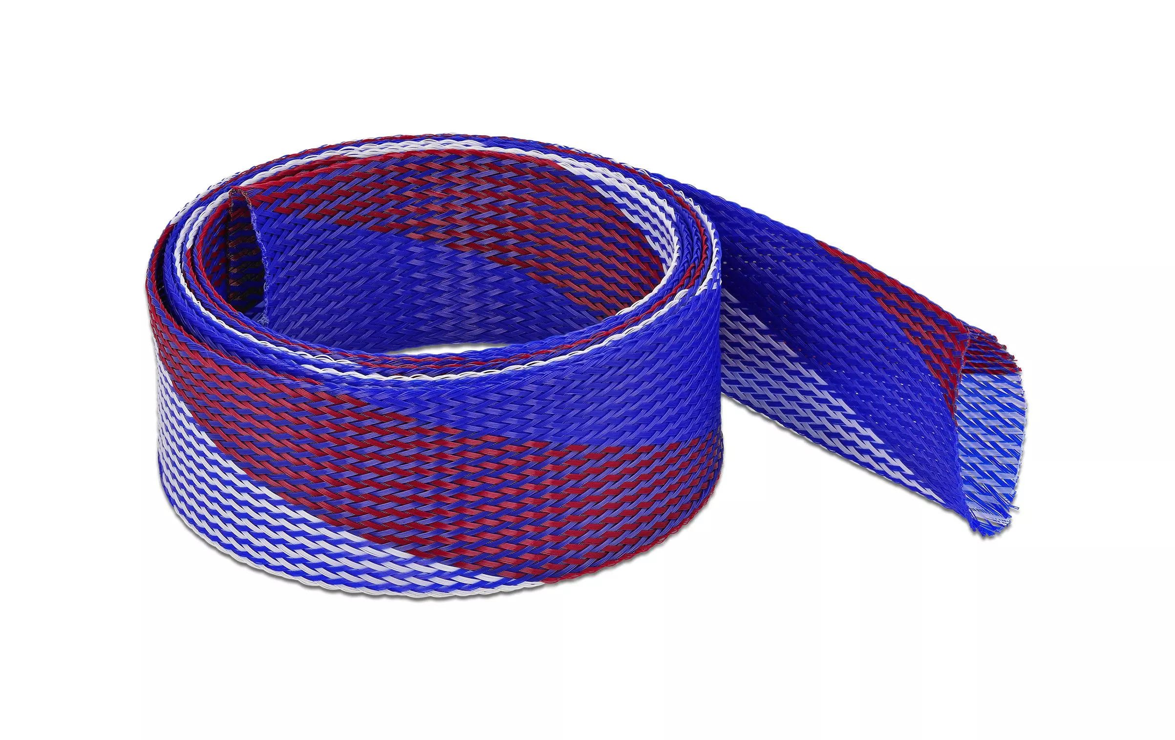 Gaine de câble extensible, 2 m x 50 mm Bleu Rouge Blanc