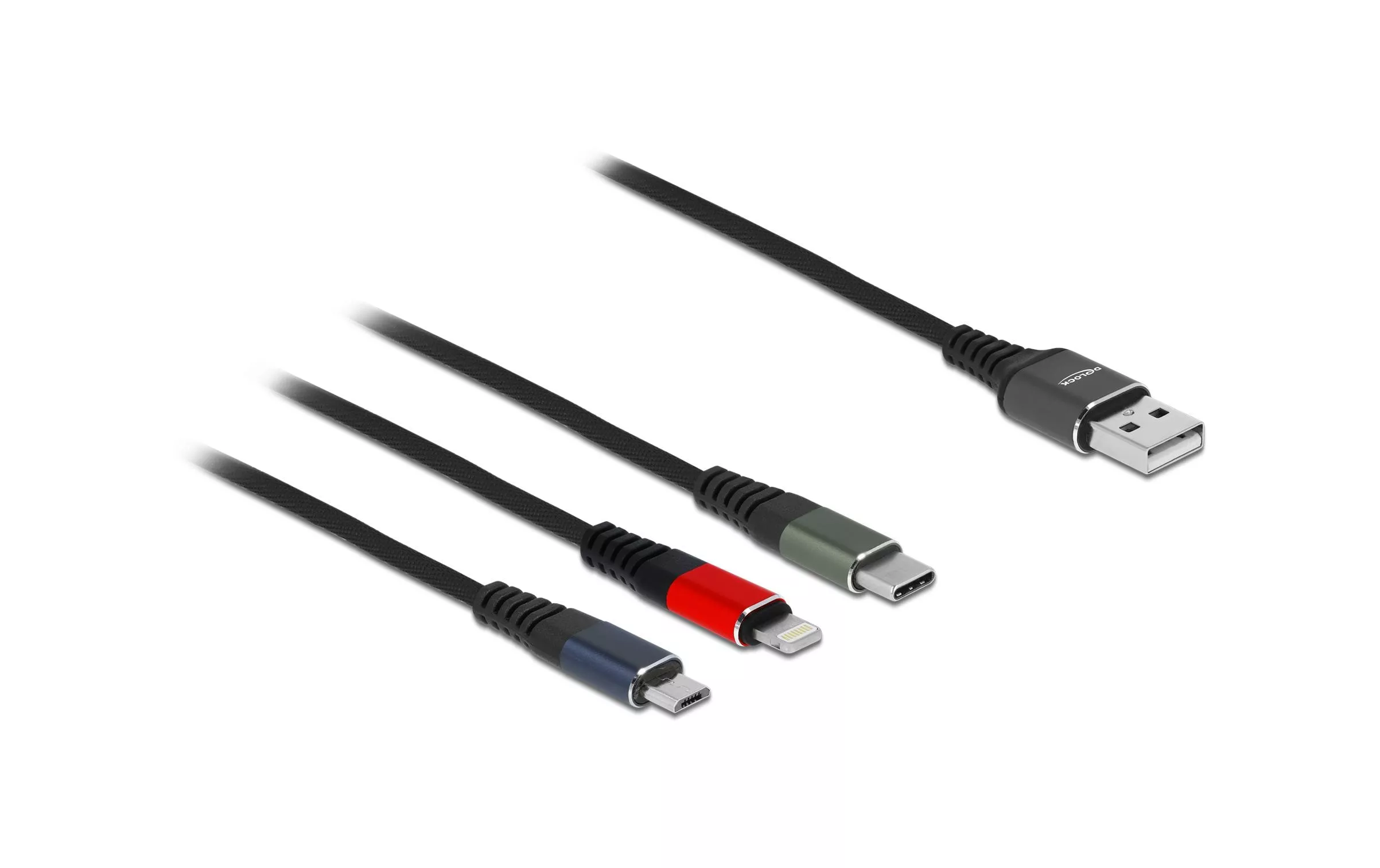 Câble chargeur USB USB A - Lightning/Micro-USB B/USB C 0.3 m