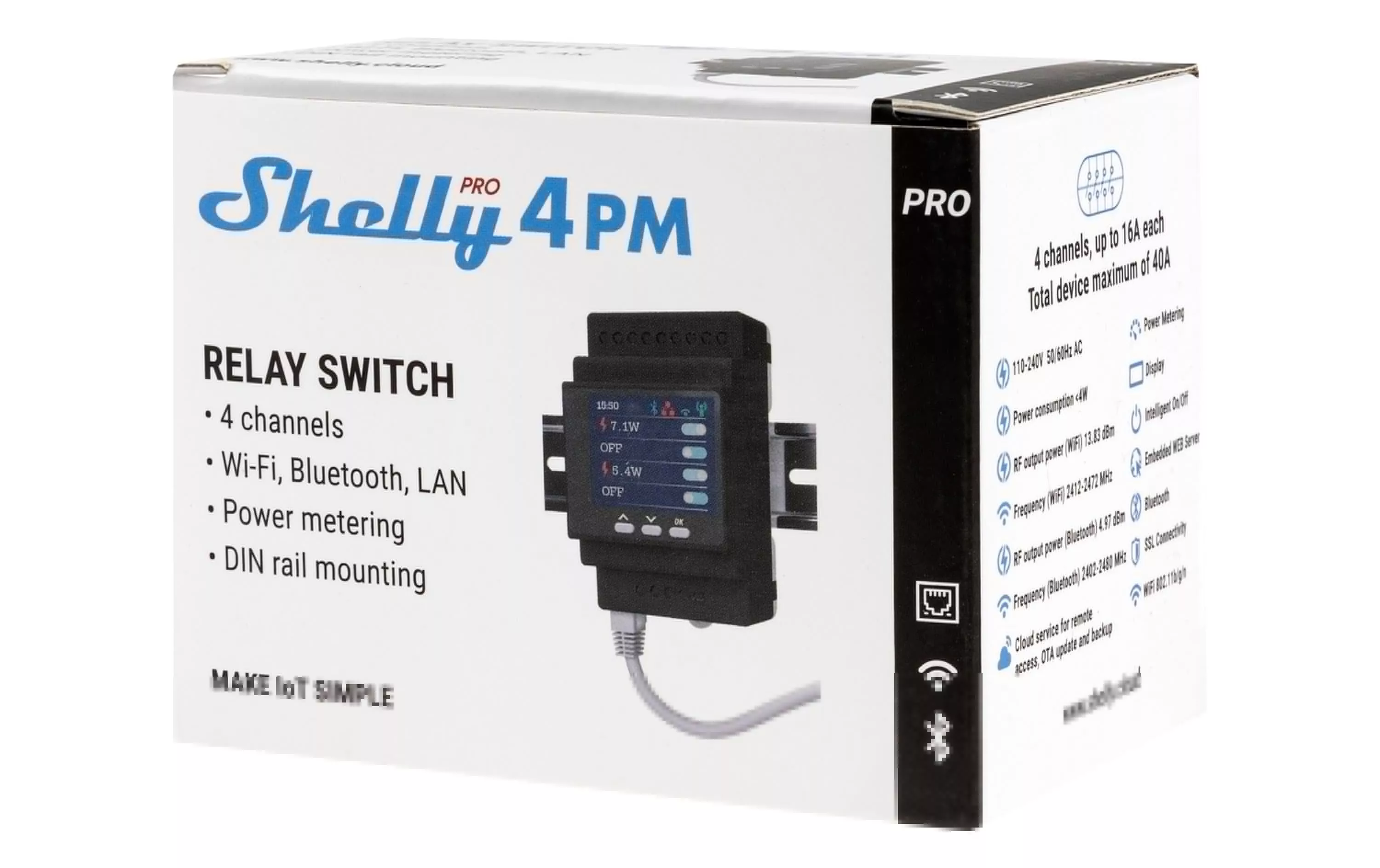 Shelly Pro 4PM LAN und WiFi-DIN-Rail Switch