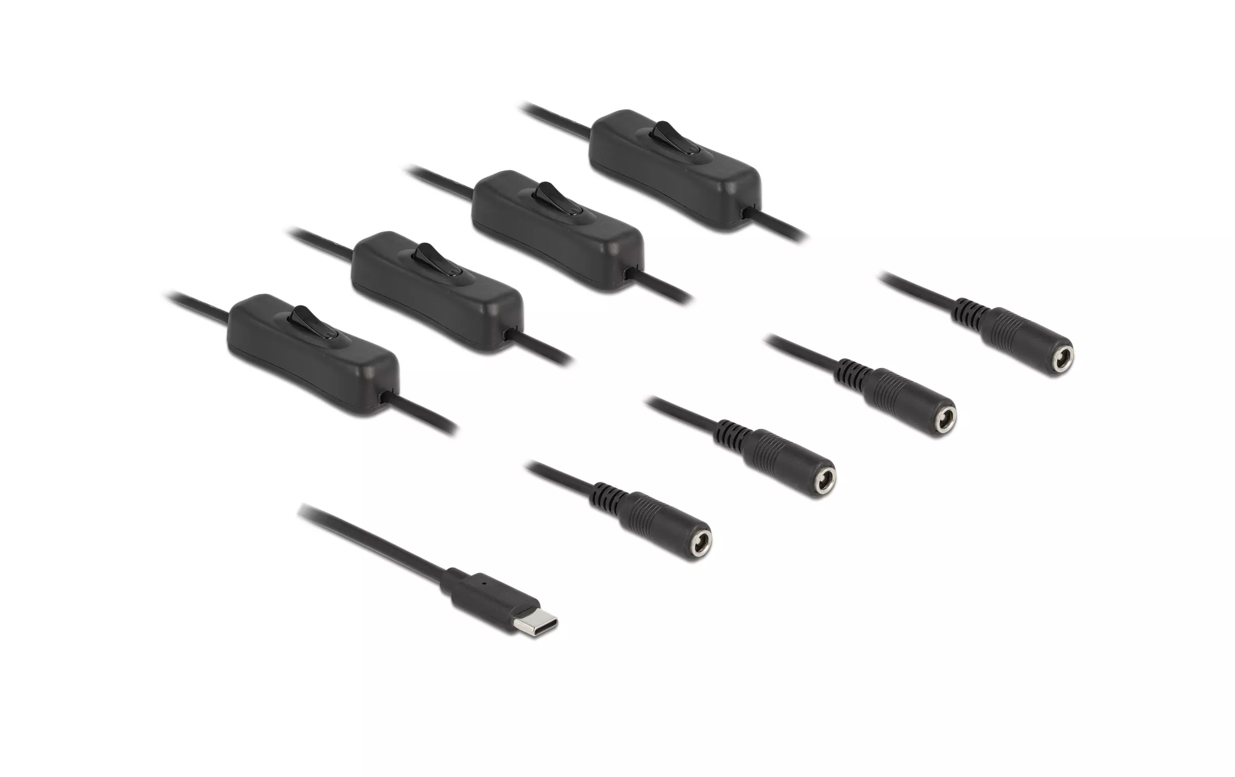 Connecteur à fiche creuse Câble USB Type-C à 4 x DC avec interrupteur, 1 m