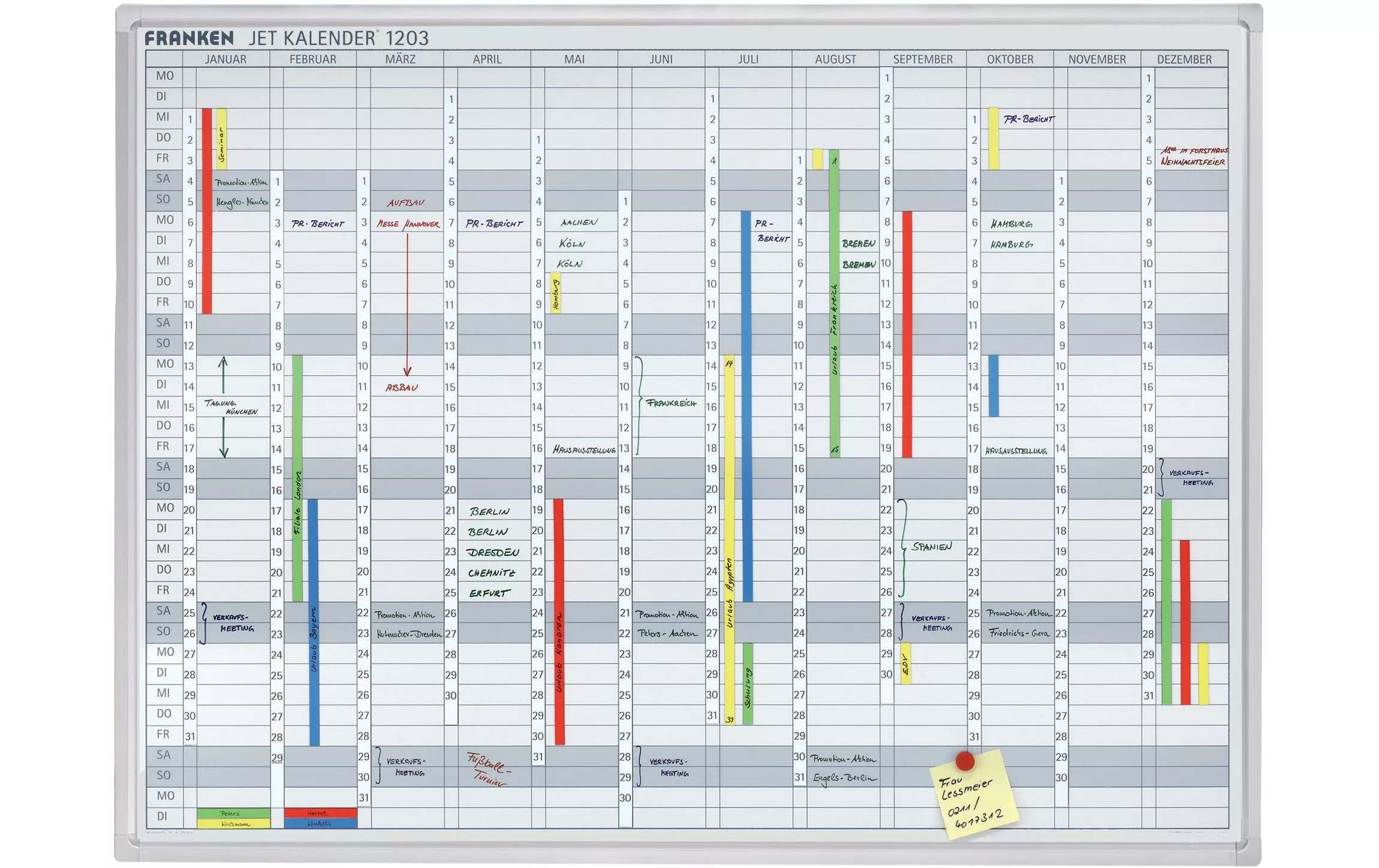 Calendrier Calendrier annuel en allemand 90 cm x 120 cm, Blanc