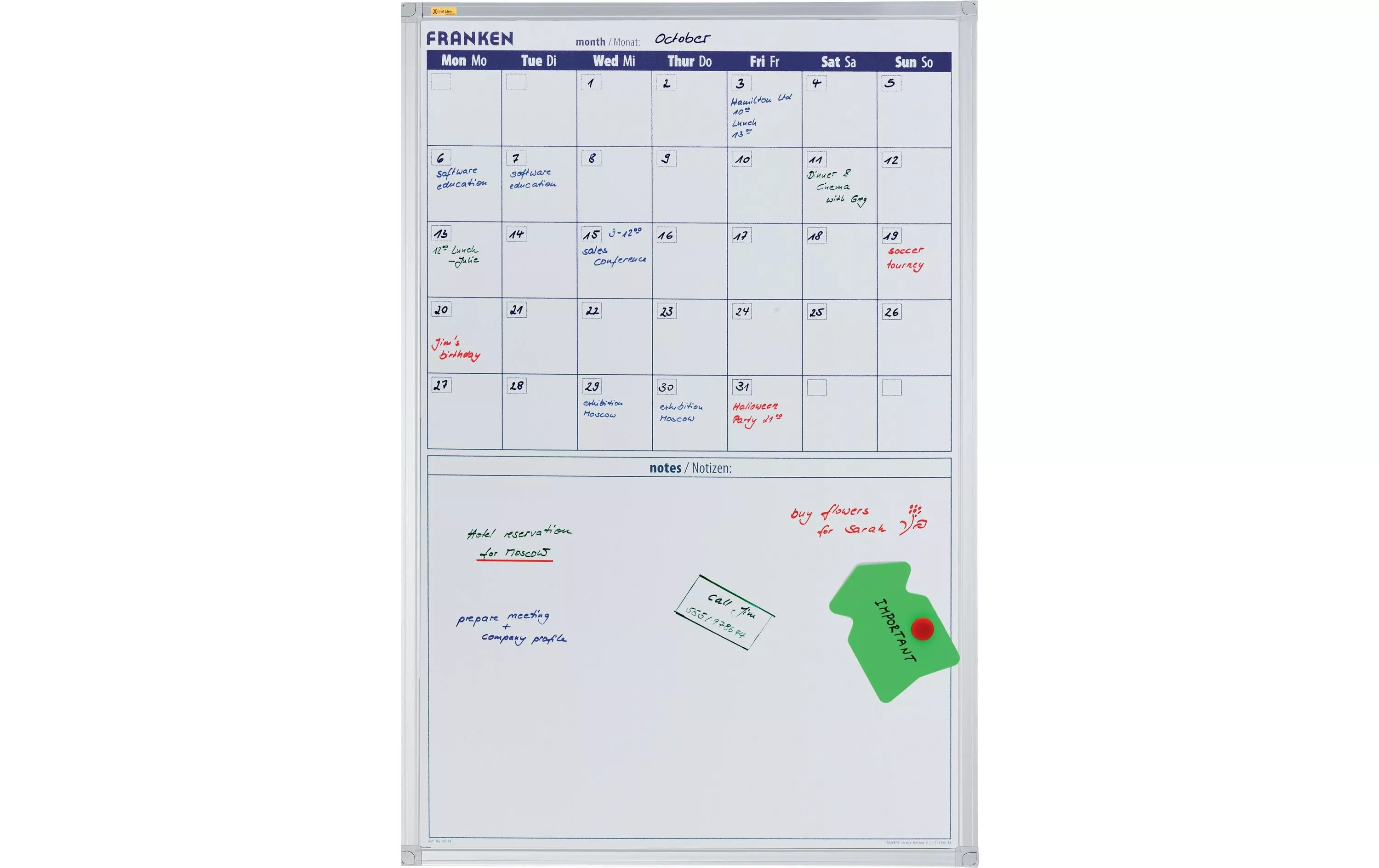 Calendrier Calendrier annuel X-tra!Line 90 cm x 60 cm, Blanc