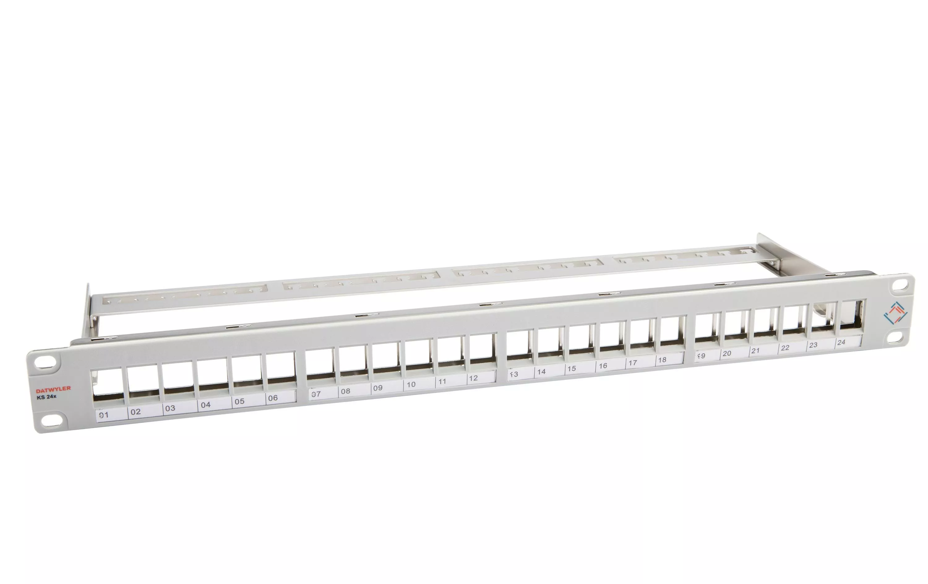 Panneau de brassage KS 24x pour 24x RJ45 Keystone Rack 19\" gris