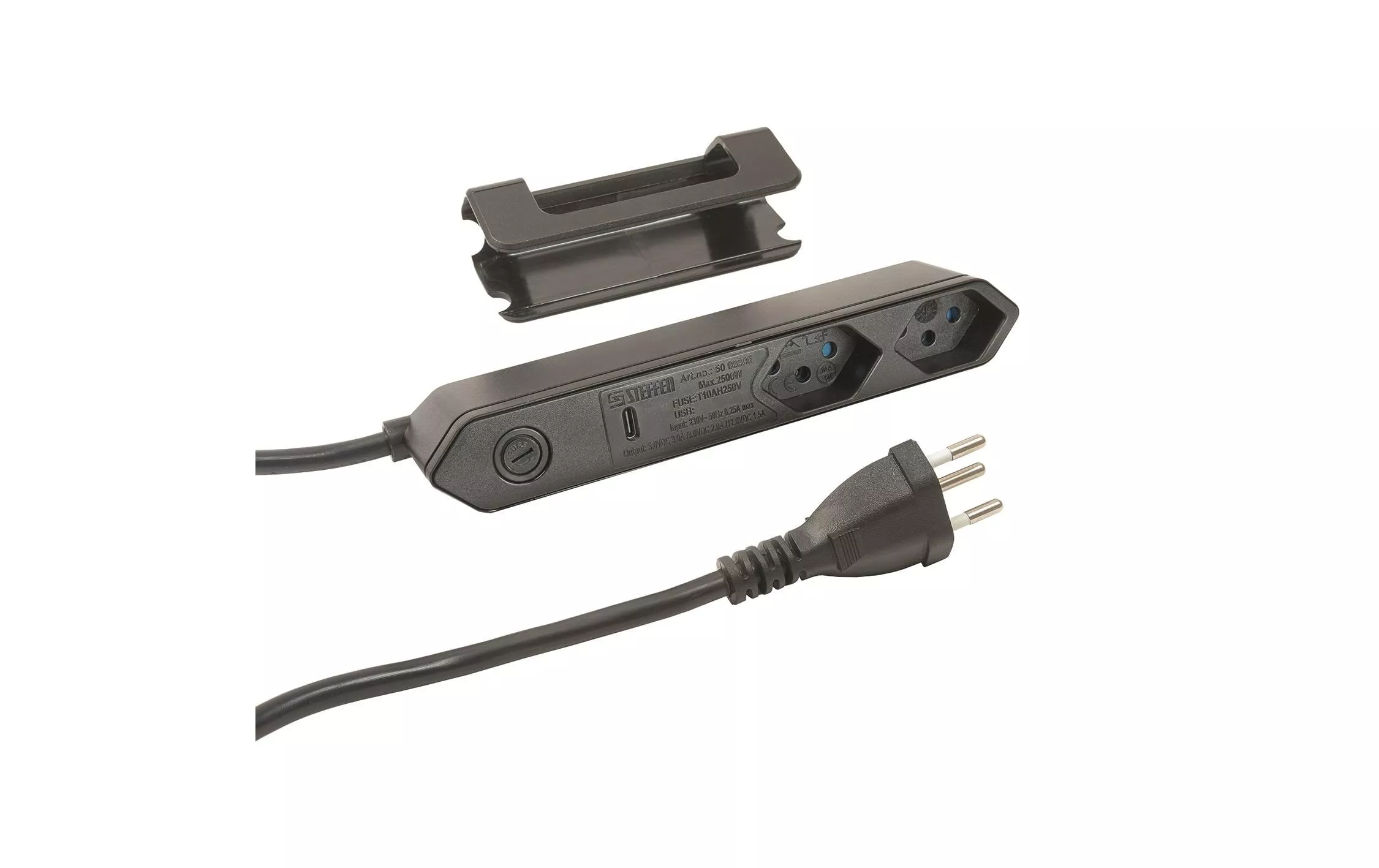 Bloc multiprises STEBA IQ 2xT13 1xUSB-C PD 18W Noir