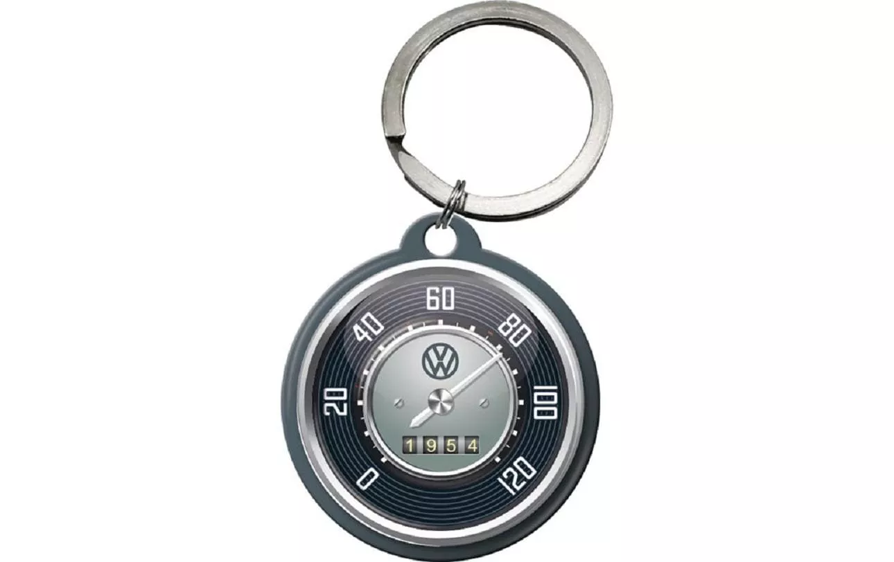 Porte-clés VW Ø 4 cm, noir/gris