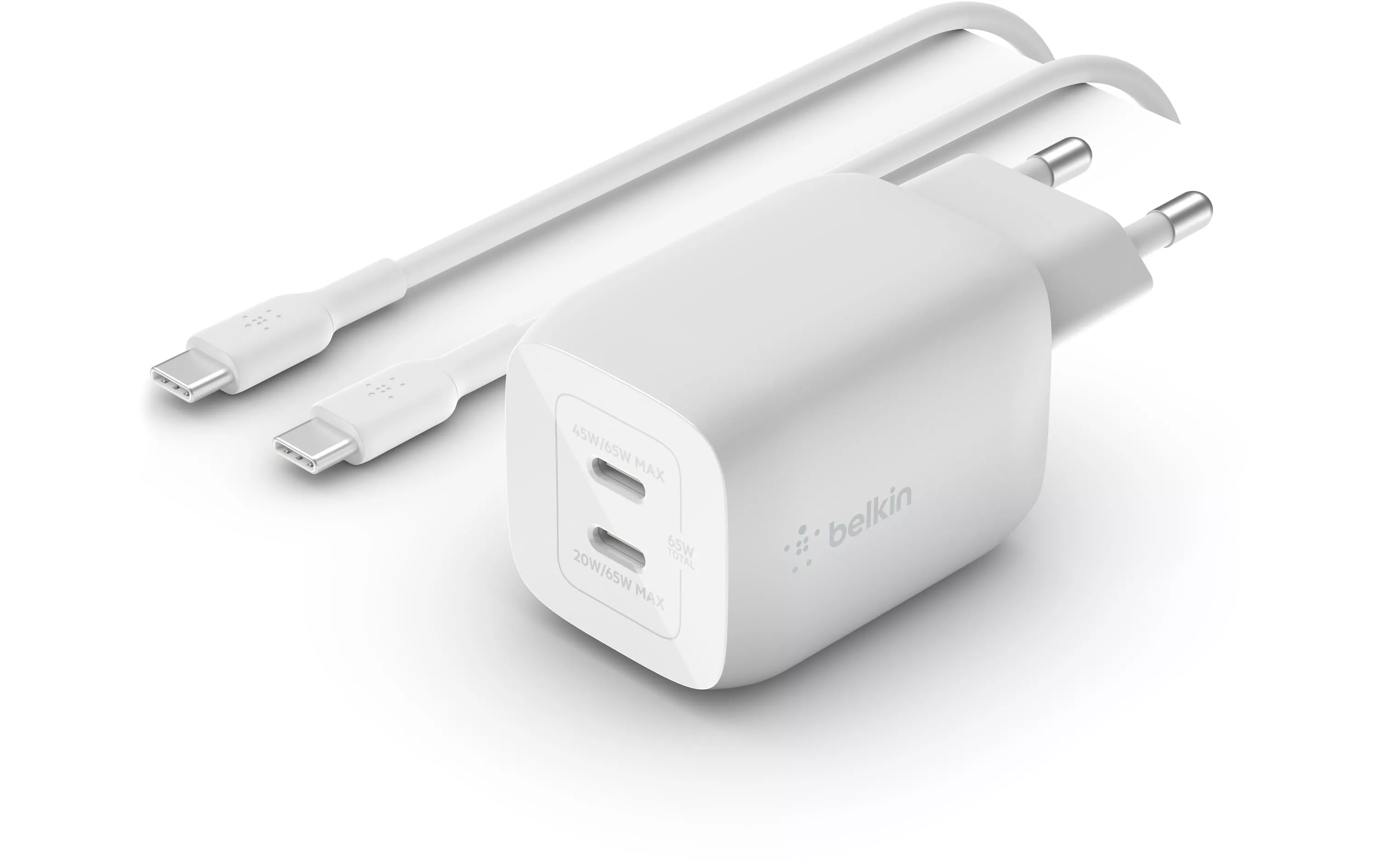 Caricatore da parete USB doppio USB-C GaN PD 65W + cavo USB-C