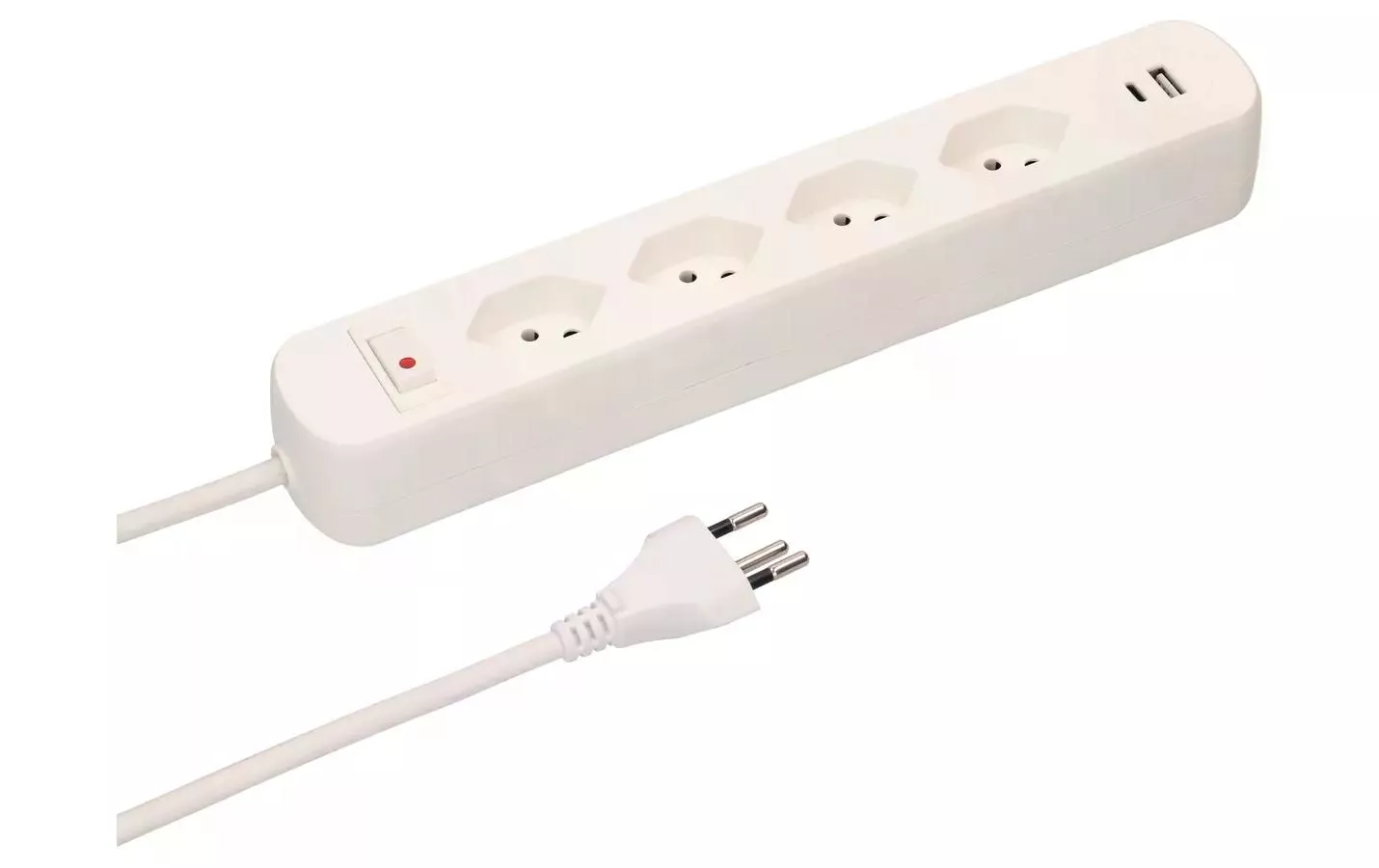 Steckdosenleiste Basic-Line 4x T13, USB A+C, Schalter, Ws - Steckerleisten