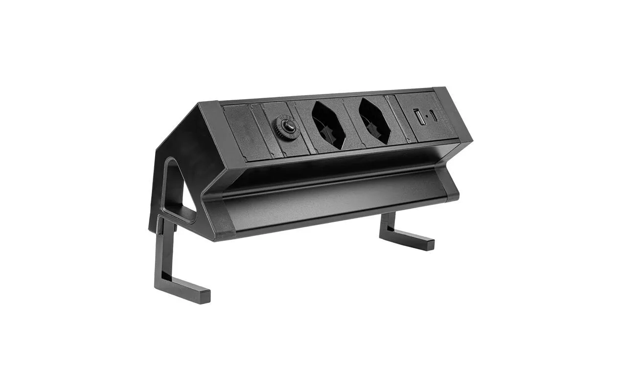 Bloc multiprises de table ALU DESK 2x T13, USB-A+C, Noir