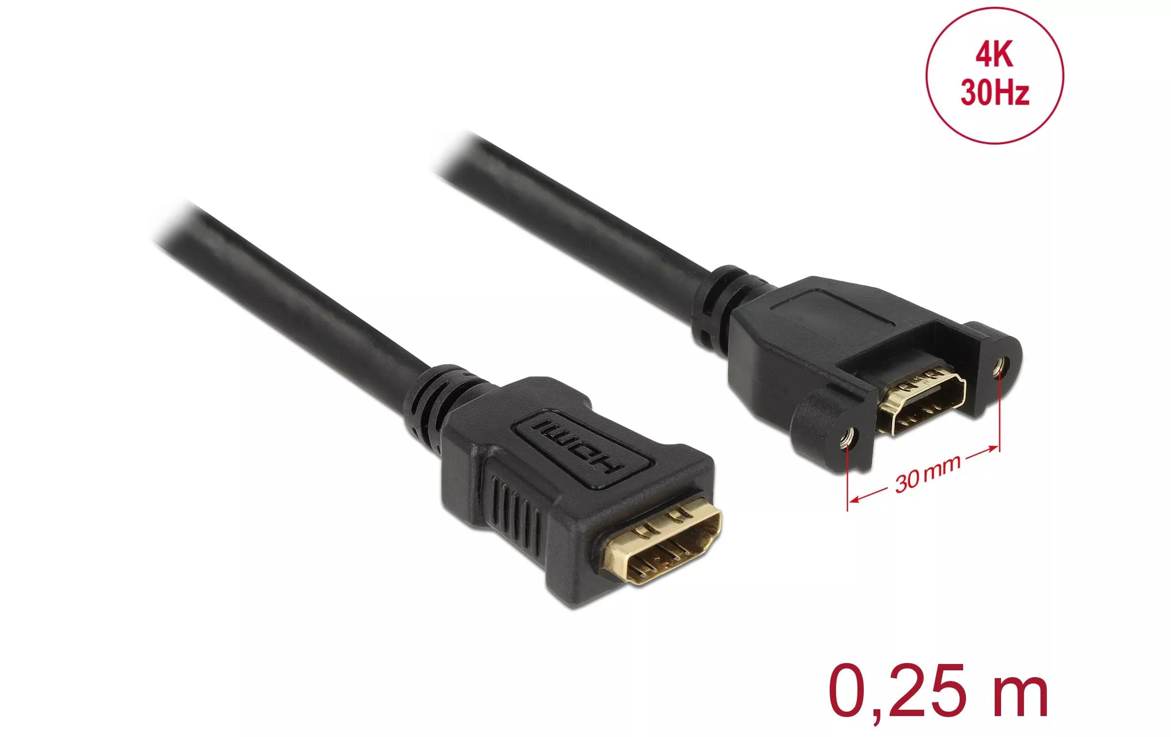 Câble de prolongation à encastrer, 4K 30Hz HDMI - HDMI, 0.25 m