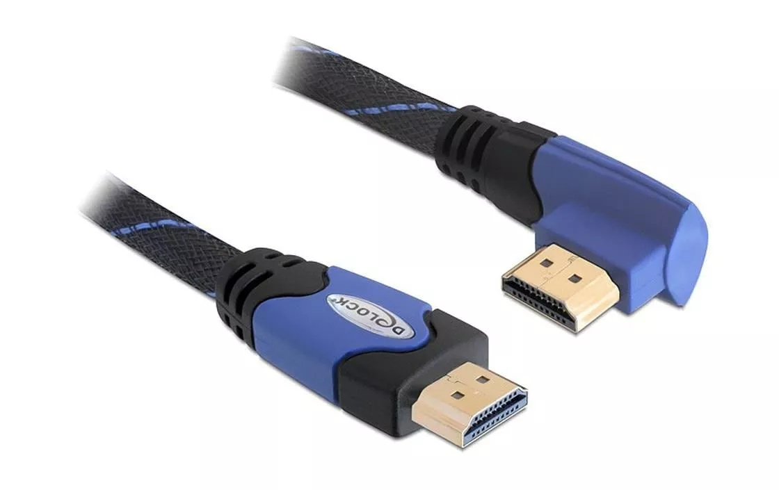 Câble coudé à gauche HDMI - HDMI, 1 m, Bleu