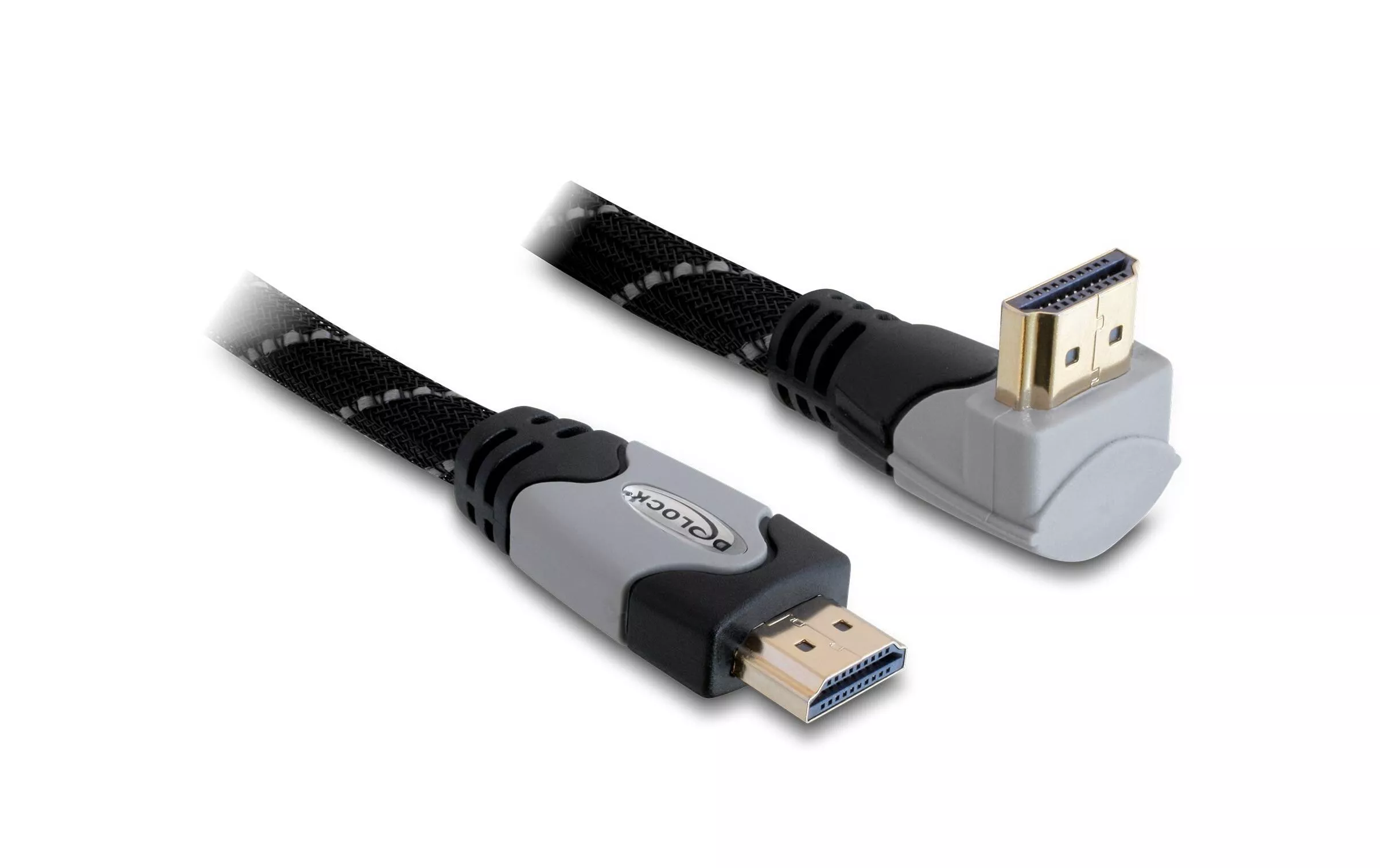 Câble coudé en haut HDMI - HDMI, 1 m, Gris