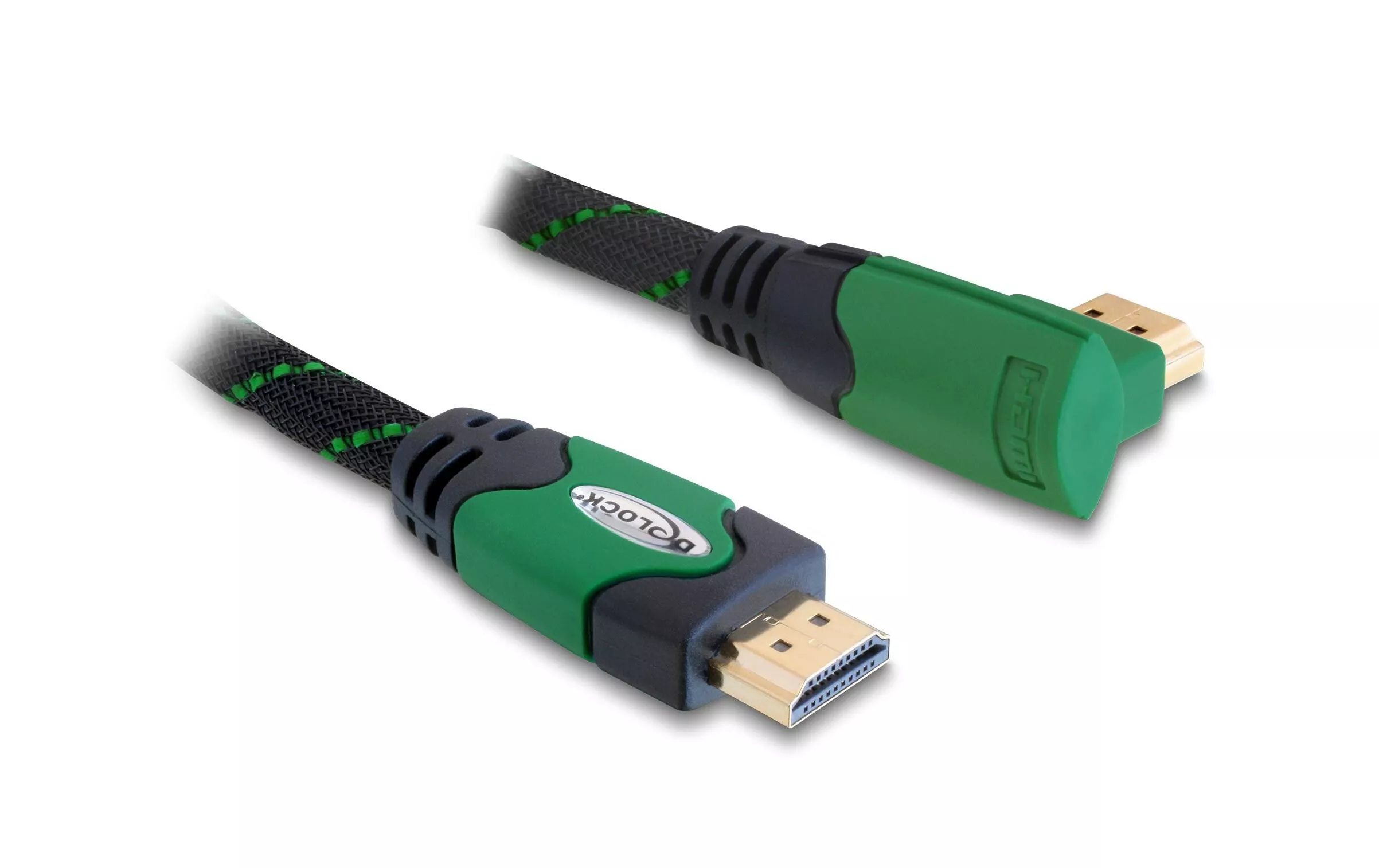 Câble coudé à droite HDMI - HDMI, 1 m, Vert