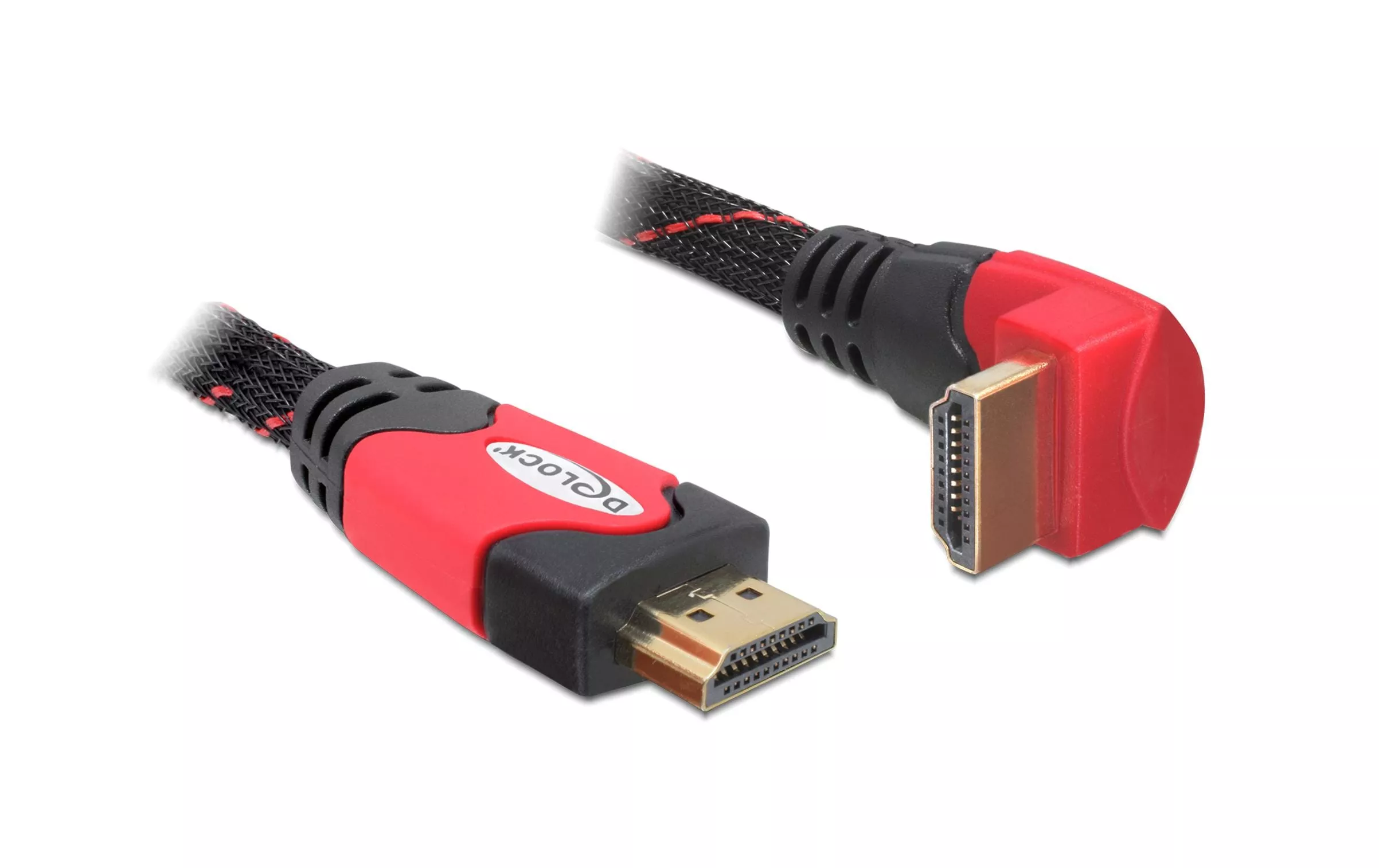 Câble coudé en bas HDMI - HDMI, 3 m, Rouge