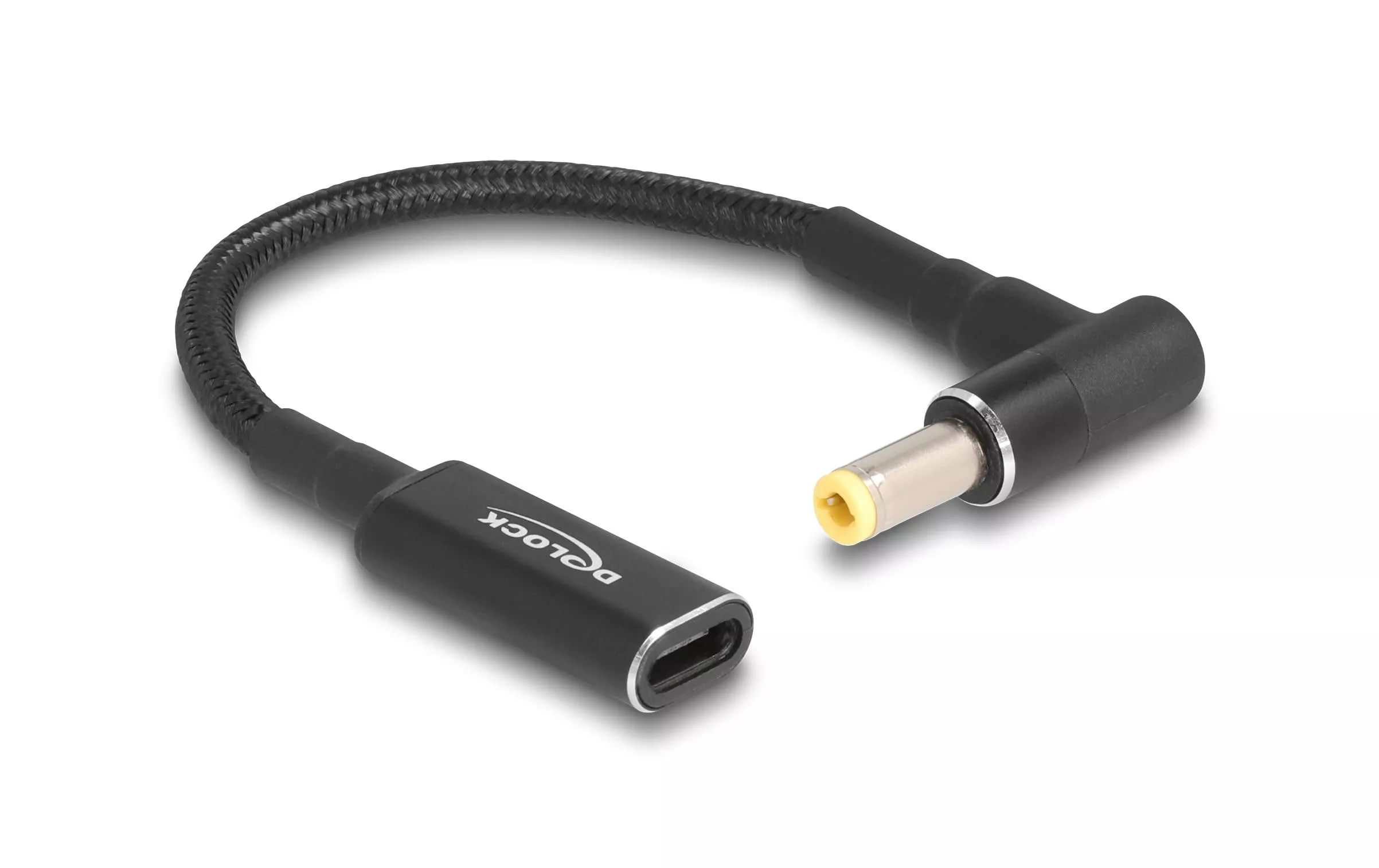 Câble de chargement USB-C à 5.5 x 2.5 mm mâle angulé à 90°, 15 cm