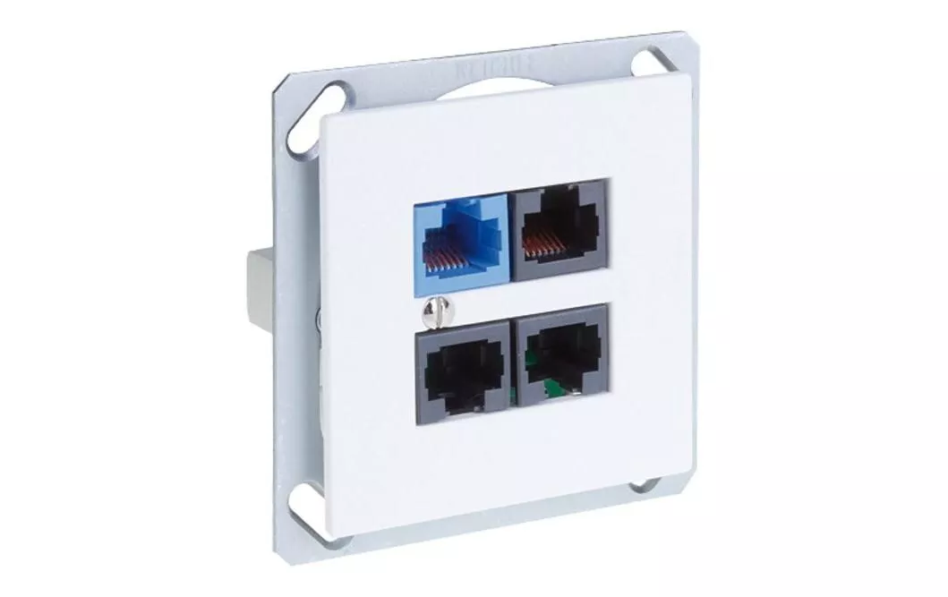 Prise bus 4x RJ45/u D/A avec fixation encastrée, taille 1