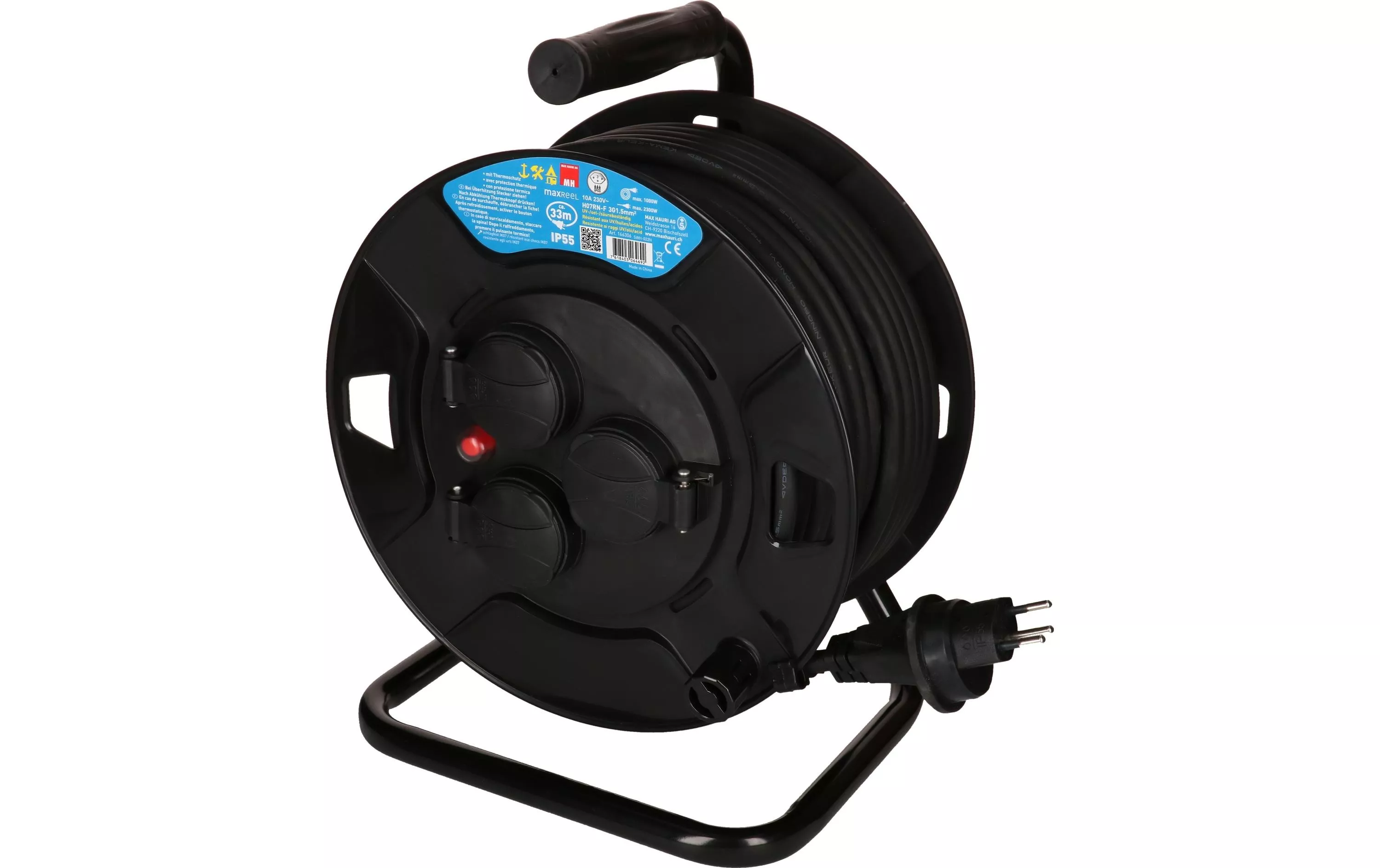 Bobine de câble maxREEL 33 m, 3x T13, IP55, noir