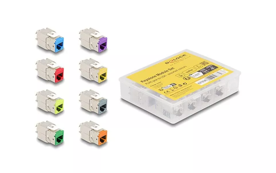 Module Keystone RJ45 à LSA, Cat.6A Coloré, 8 unités