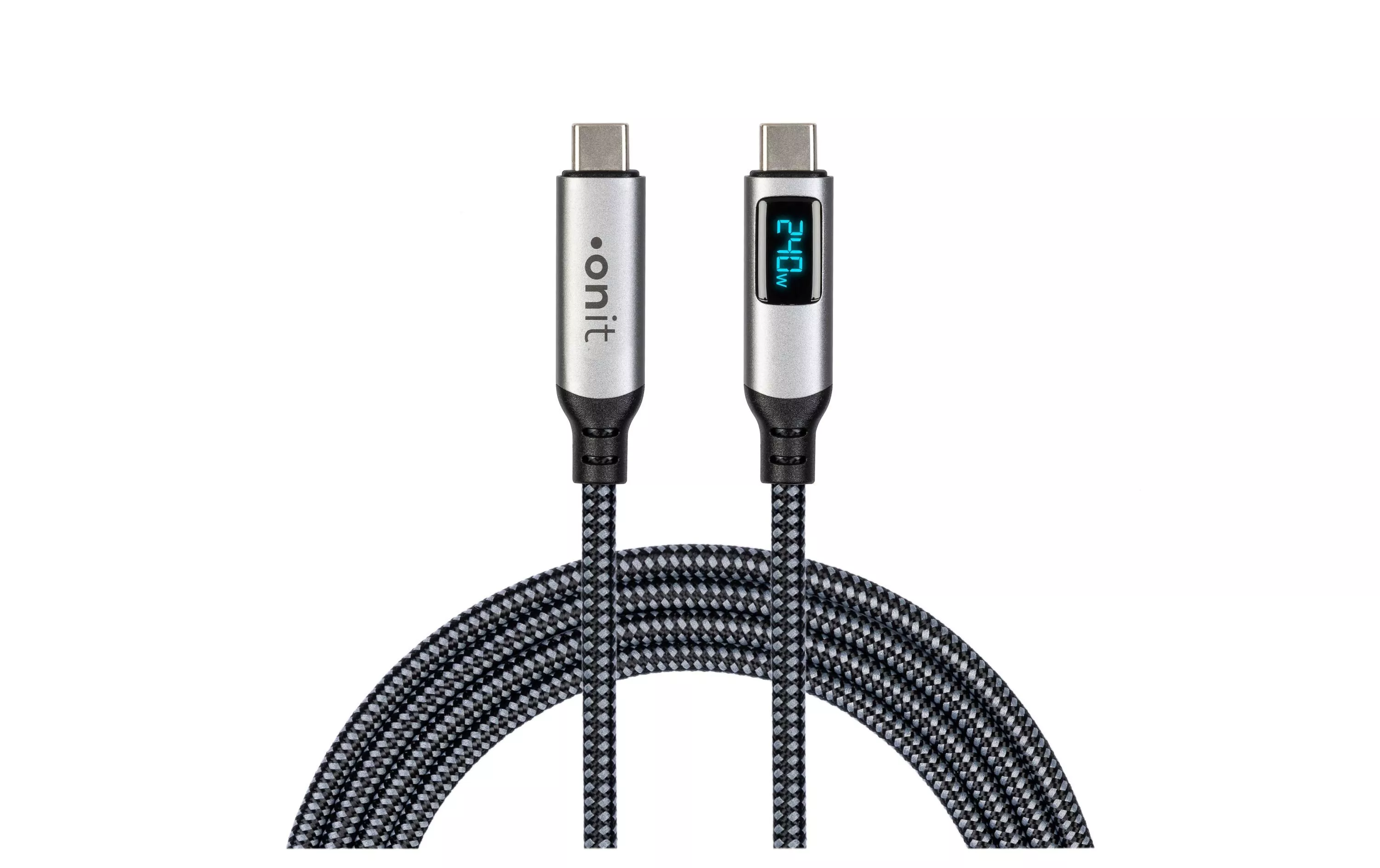 Câble USB4 Premium LED USB C - USB C 1 m, Gris/Noir