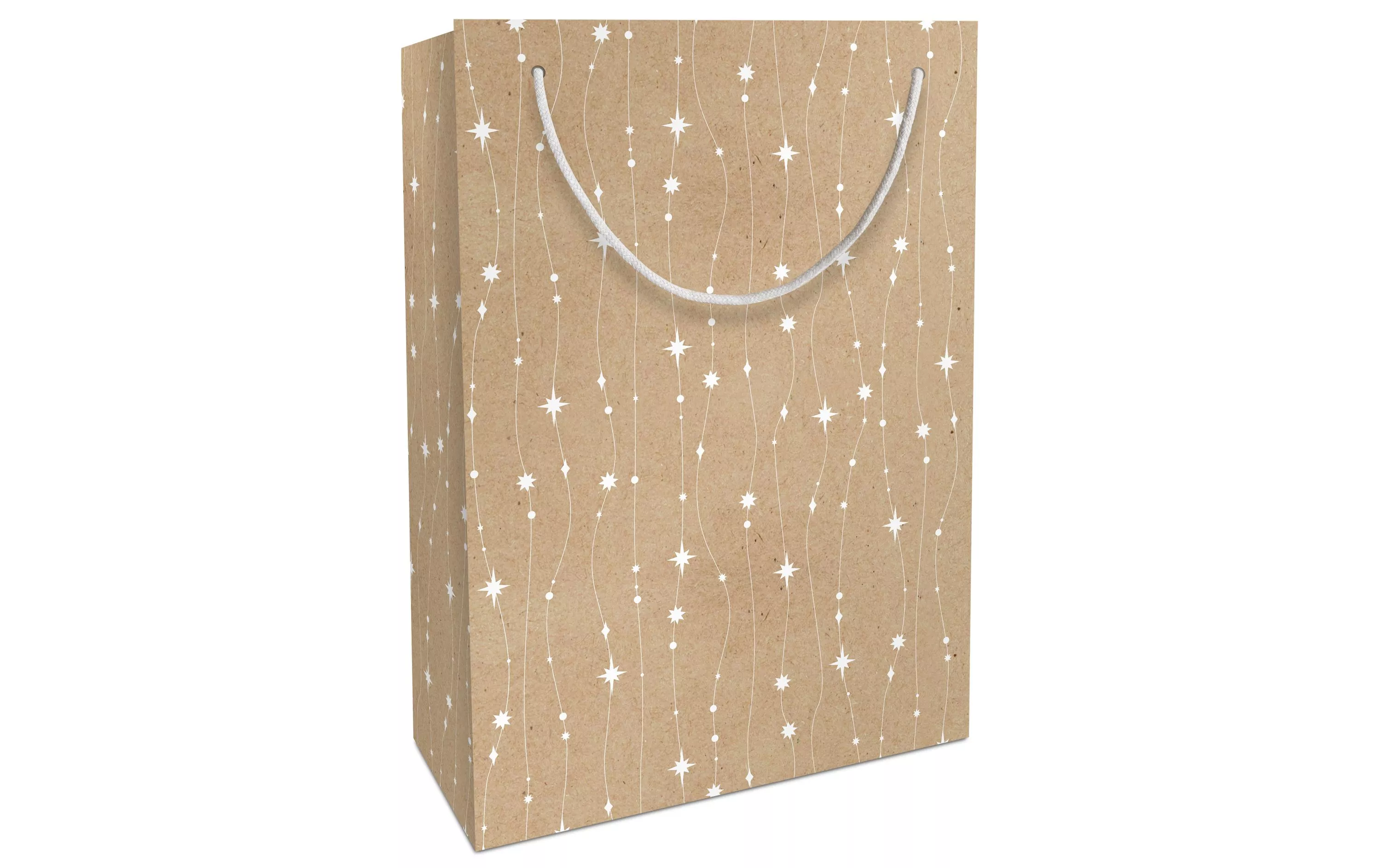 Geschenktasche Glitzerkette 23 x 33 x 11 cm, Braun/Weiss