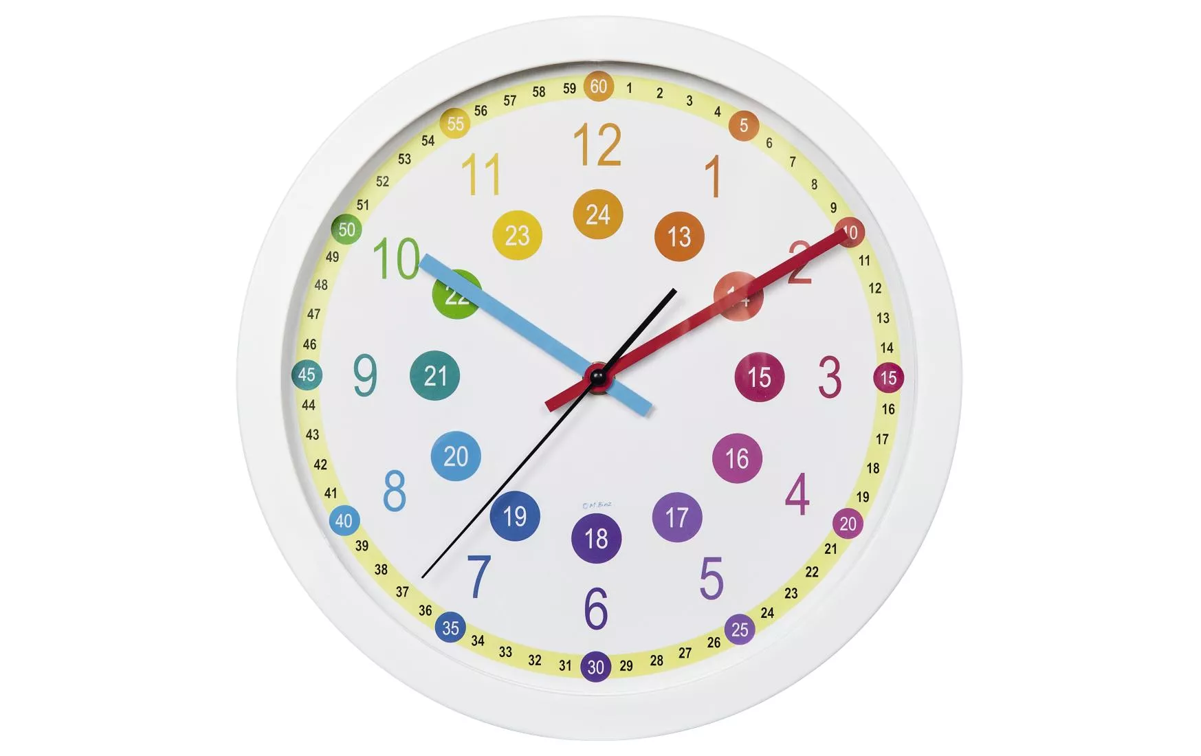 Horloge murale Easy Learning Ø 30 cm, Blanc