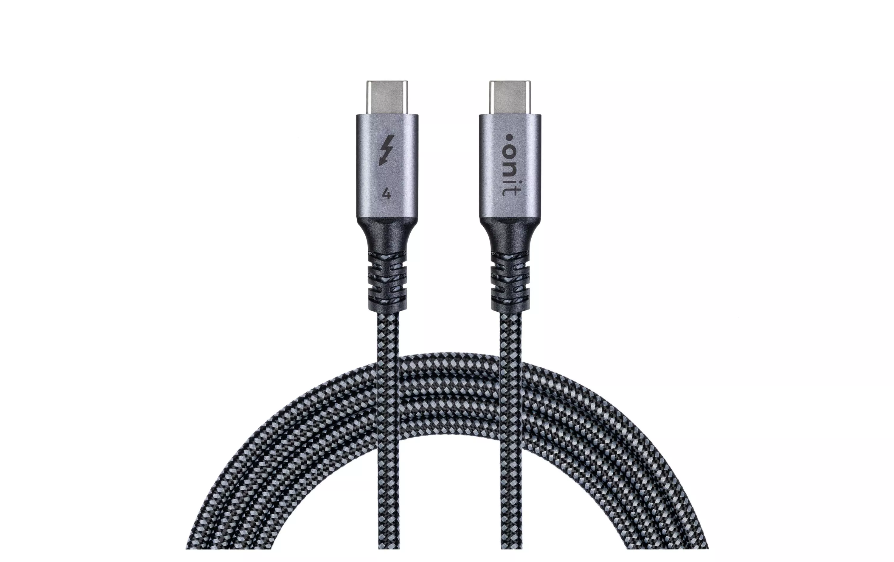 Thunderbolt 4-Kabel USB C - USB C 1 m, Grau/Schwarz