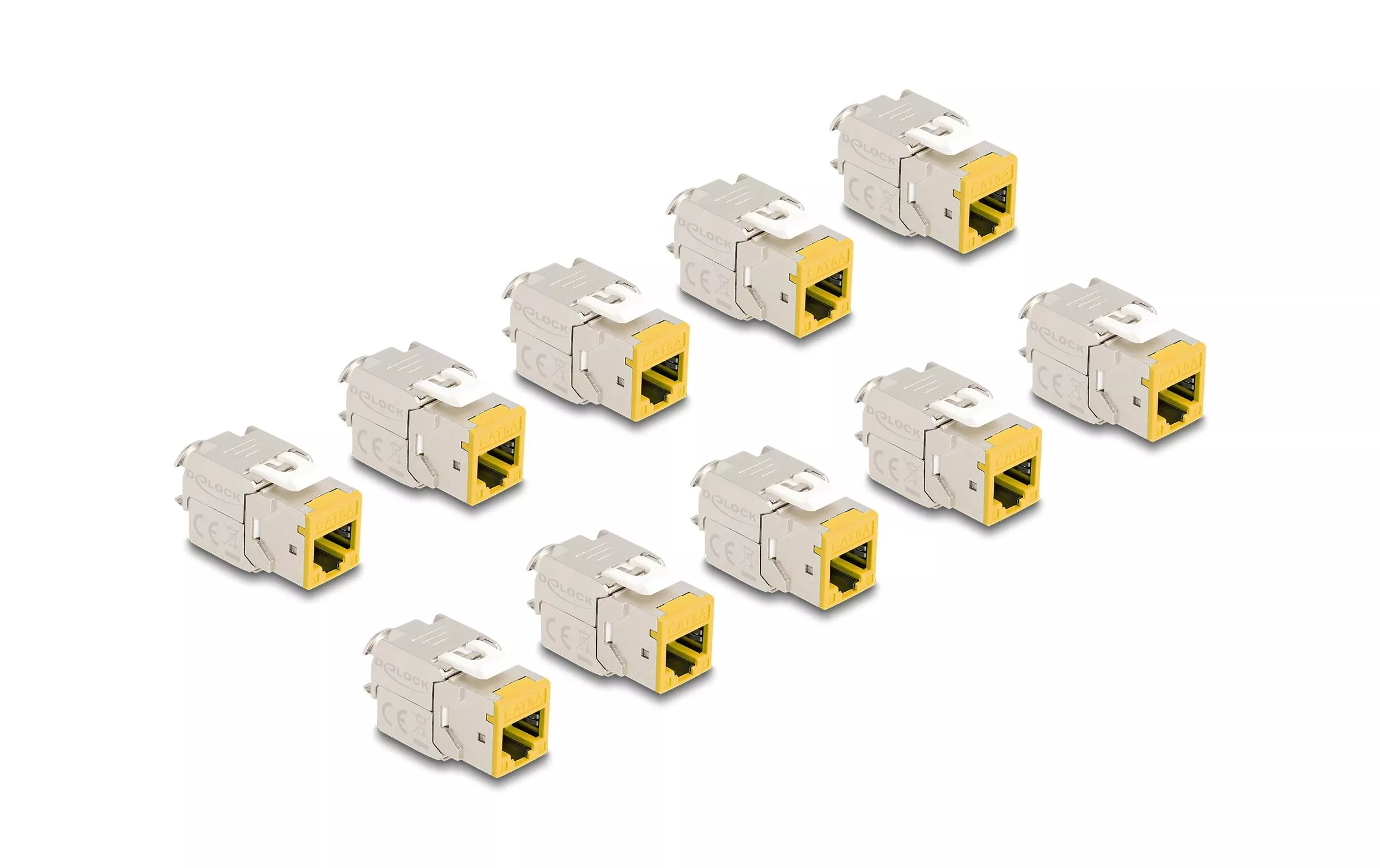 Module Keystone RJ45 vers LSA Cat.6A Jaune, 10 unités