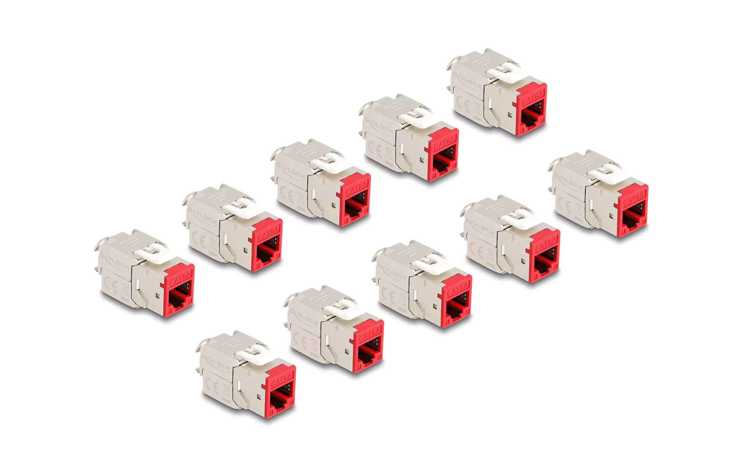 Module Keystone RJ45 vers LSA Cat.6A Rouge, 10 unités