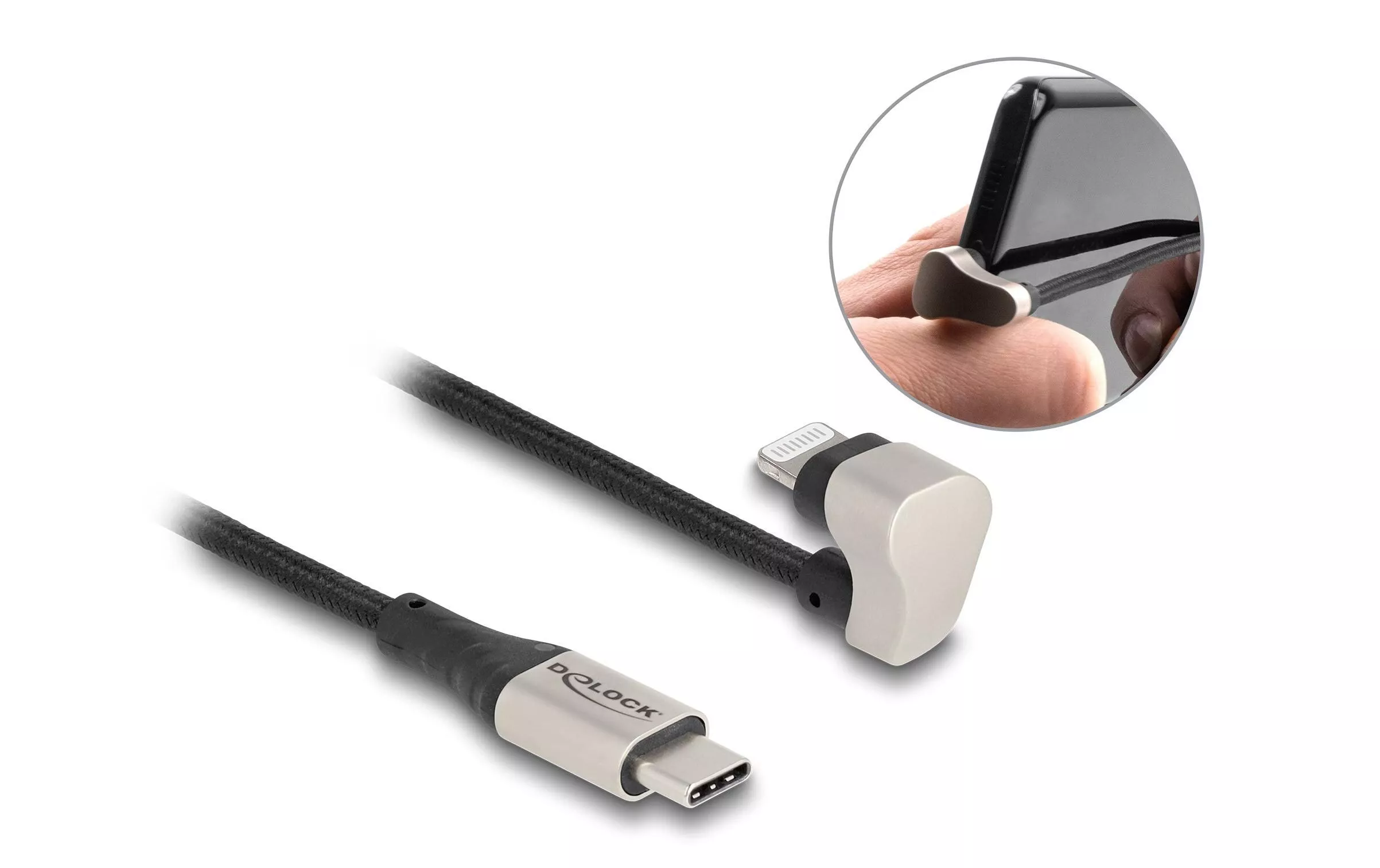 Câble USB 2.0 coudé à 180 USB C - Lightning 1 m