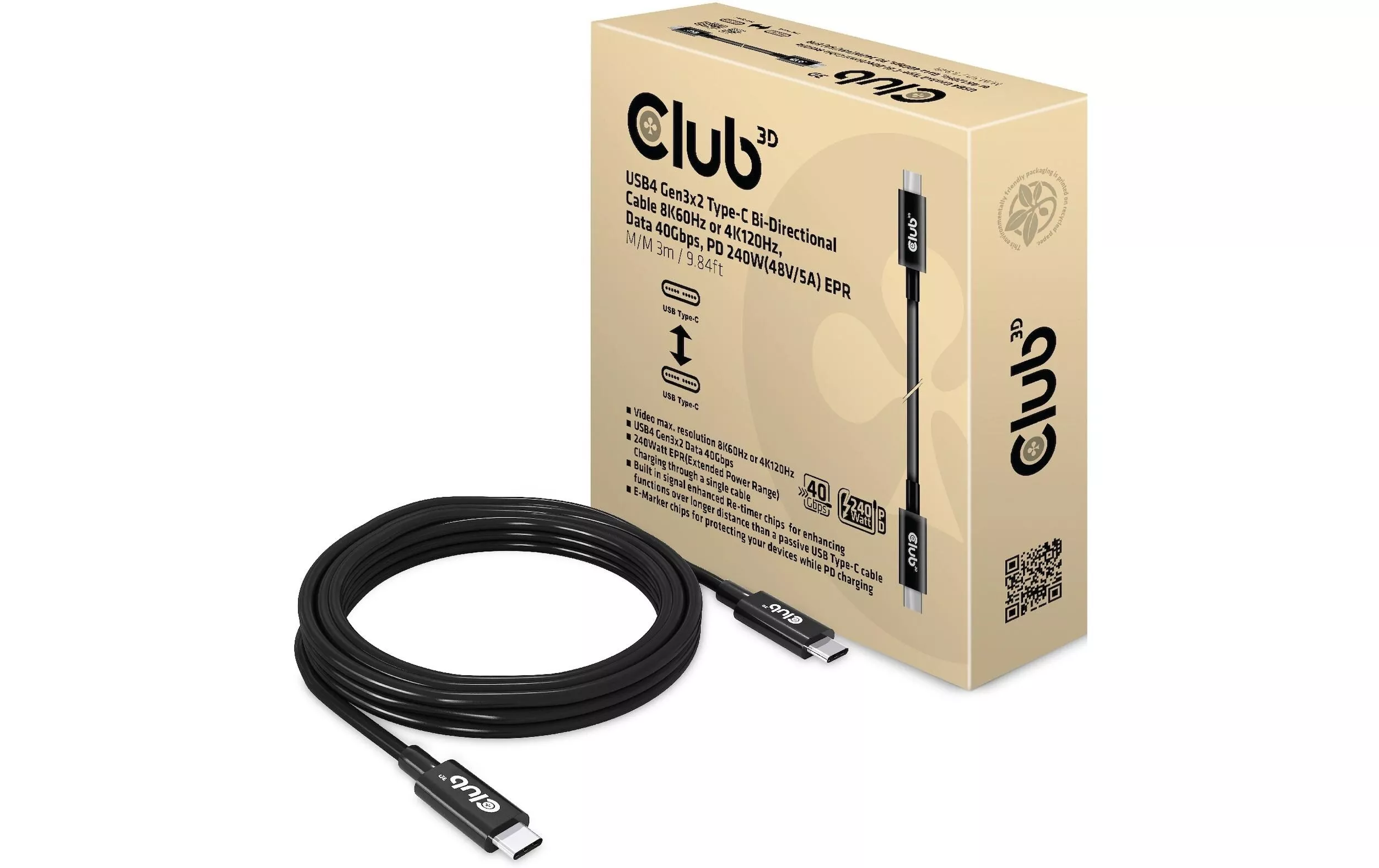 Cavo USB Club 3D CAC-1579 USB C - USB C 3 m