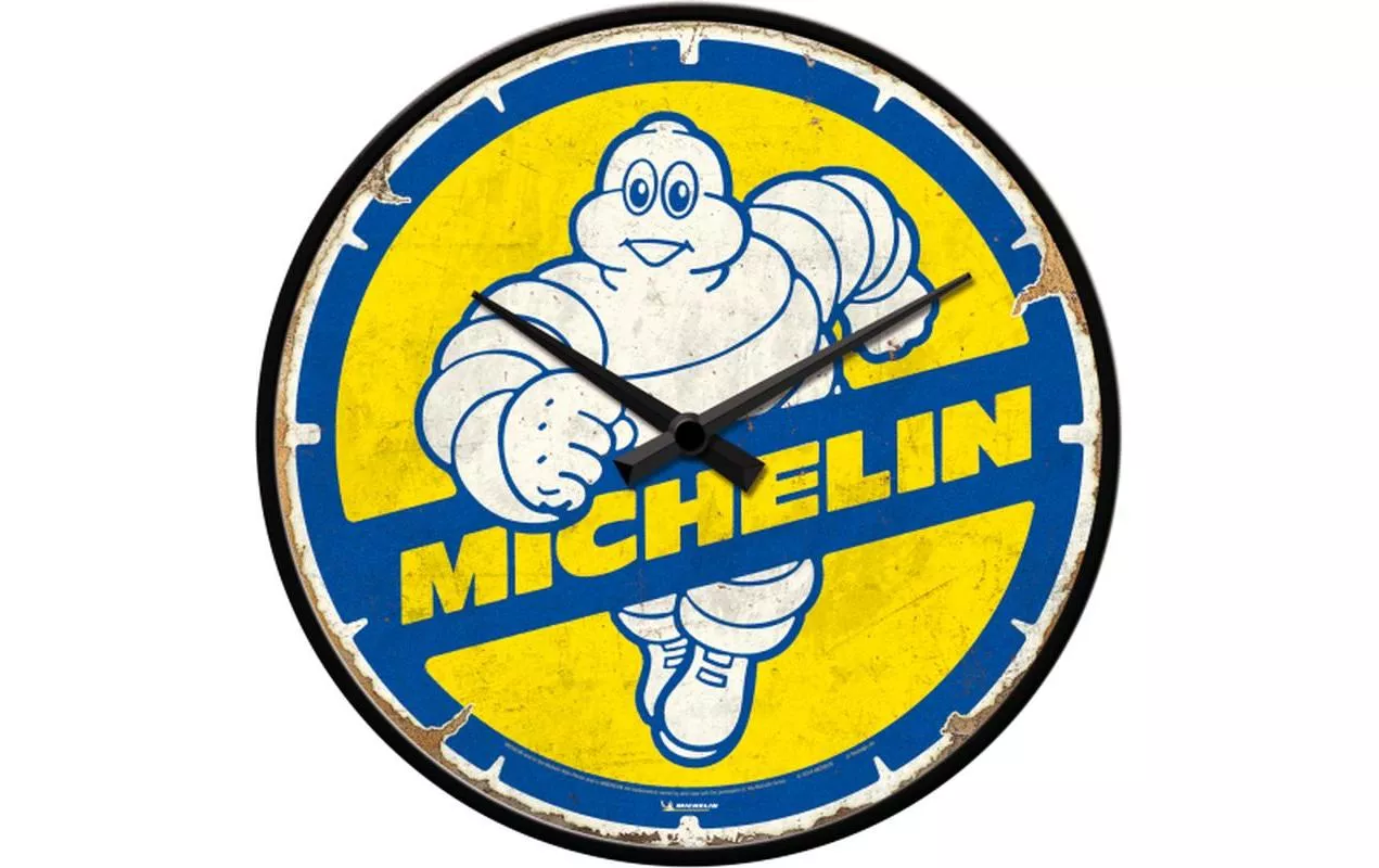 Horloge murale Michelin Ø 31 cm, Bleu/Jaune