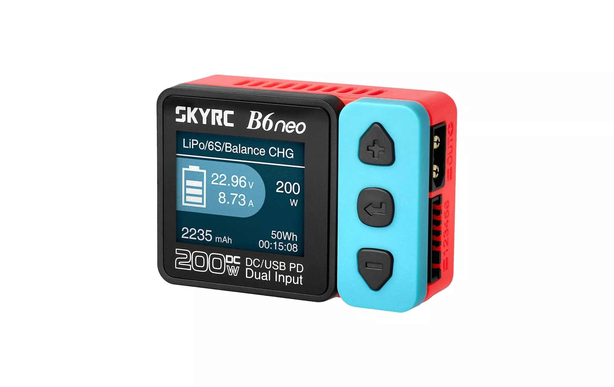 Caricabatterie SKYRC B6neo, 200W DC, 1-6S blu/rosso