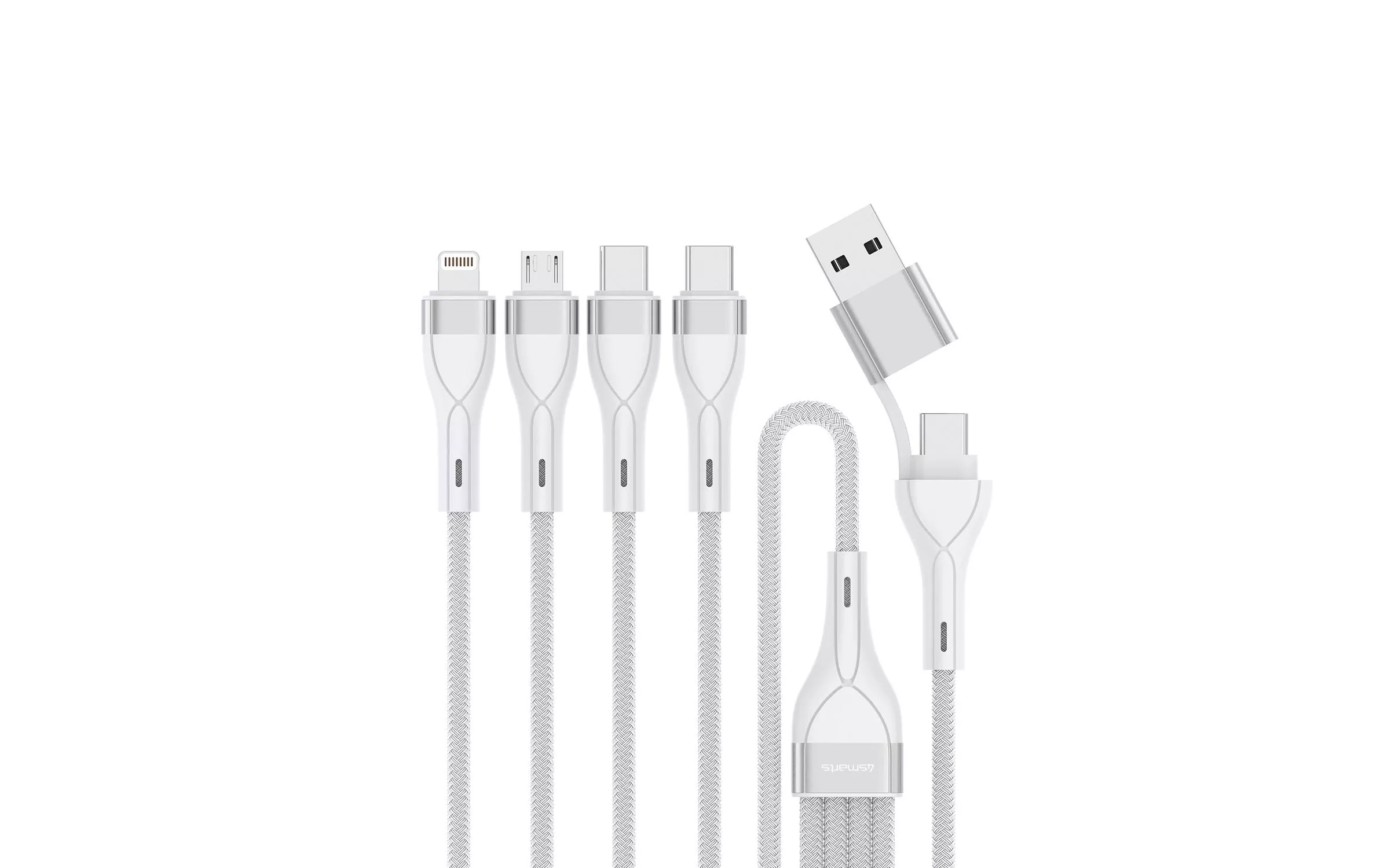 Câble chargeur USB Câble multi-charge USB-C/A 4in2 1.2 m, Blanc