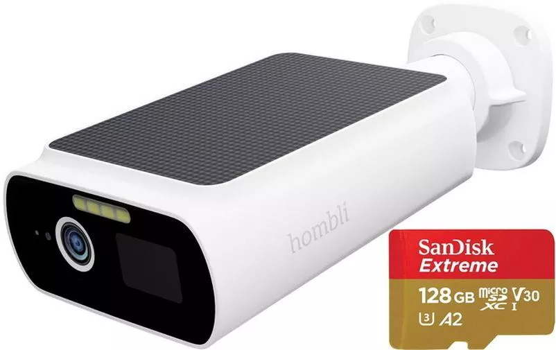 Caméra réseau Caméra solaire intelligente 128 Go, blanc