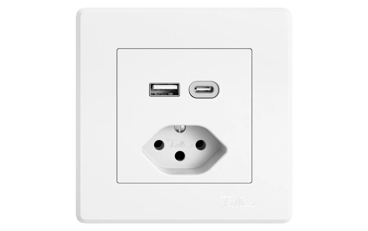 Prise encastrée USB-A+C/1xT13 Blanc