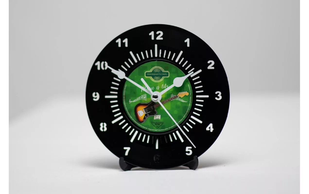 Horloge de bureau Guitar Ø 17.5 cm, Vert/Noir