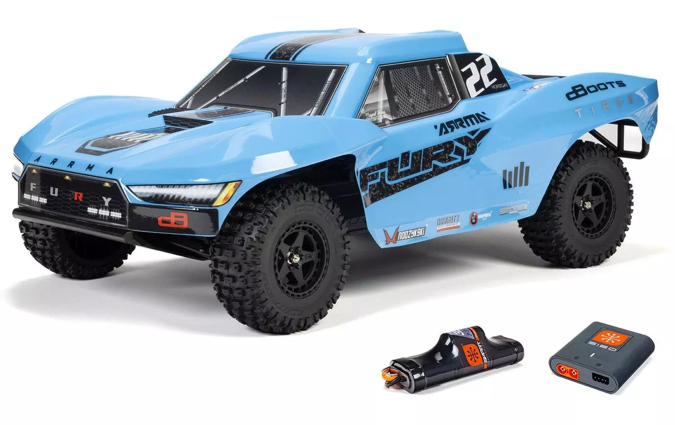 Short Course Truck Fury Mega 550 2WD, 1:10, RTR, bleu