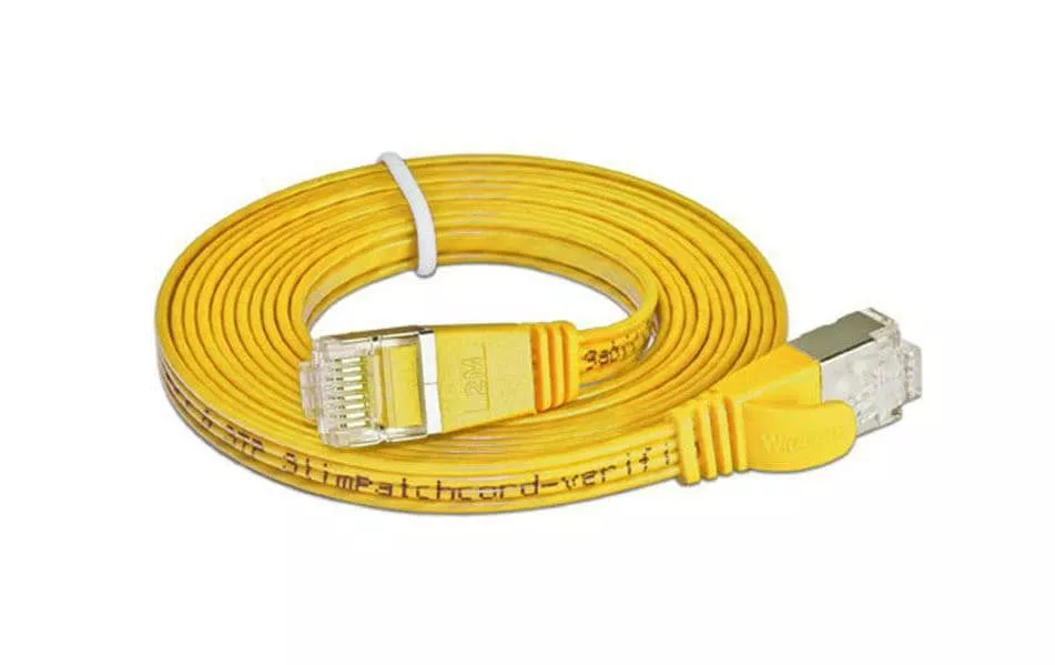 Câble patch slim RJ-45 - RJ-45, Cat 6, STP, 0.25 m, Jaune