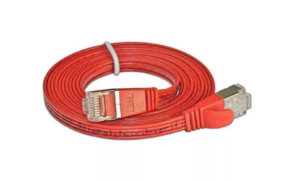Câble patch slim RJ-45 - RJ-45, Cat 6, STP, 20 m, Rouge