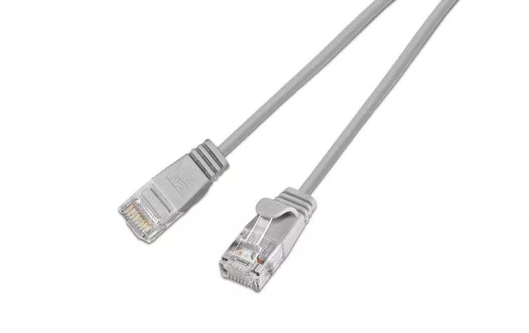 Câble patch slim RJ-45 - RJ-45, Cat 6, UTP, 10 m, Gris